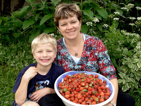 Lisa and Liam with strawberries